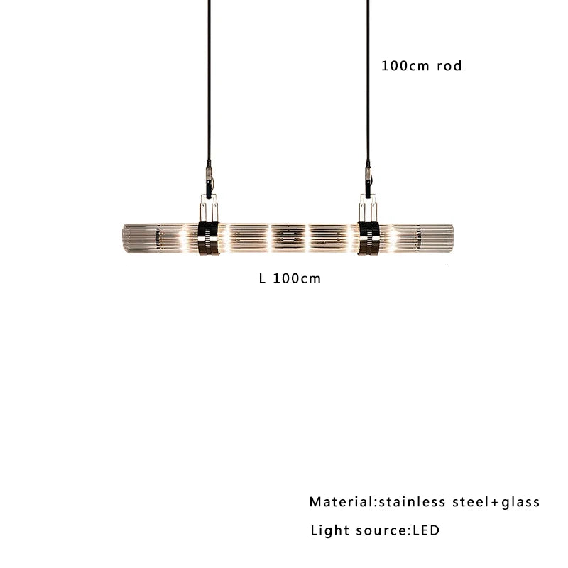 Chrome stainless steel bar LED pendant for kitchen island