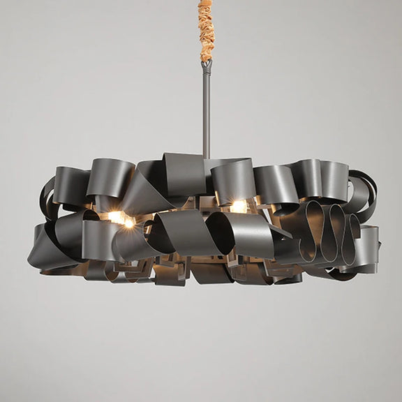 Round gold chandelier for living spaces