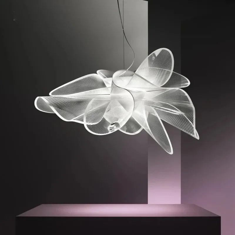 White butterfly mesh LED chandelier ceiling light