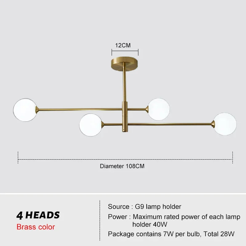 Black finish modern chandelier with frosted glass globes