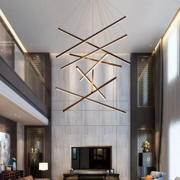 Modern bar staircase LED chandelier high ceiling