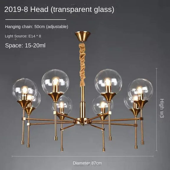 Modern glass ball chandelier bedroom lighting