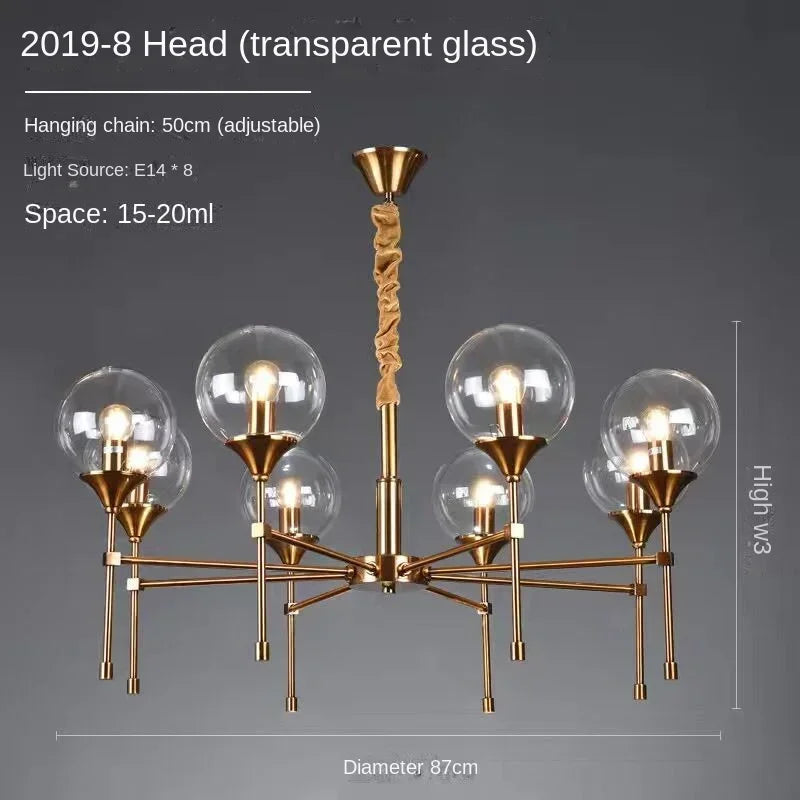 Modern glass ball chandelier bedroom lighting