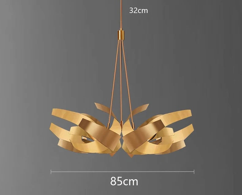 Art deco LED chandelier gold finish interior