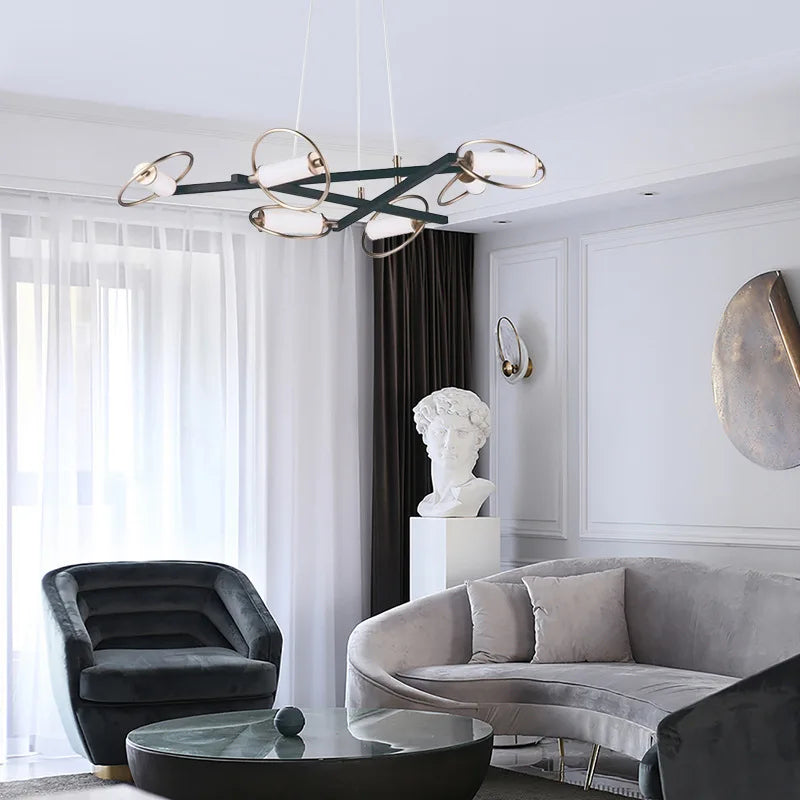 Contemporary Nordic ring beam chandelier living room