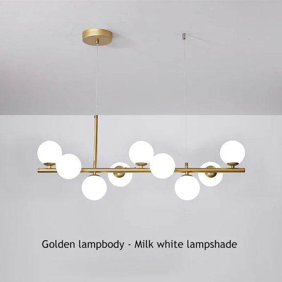 Black and gold linear globe pendant light