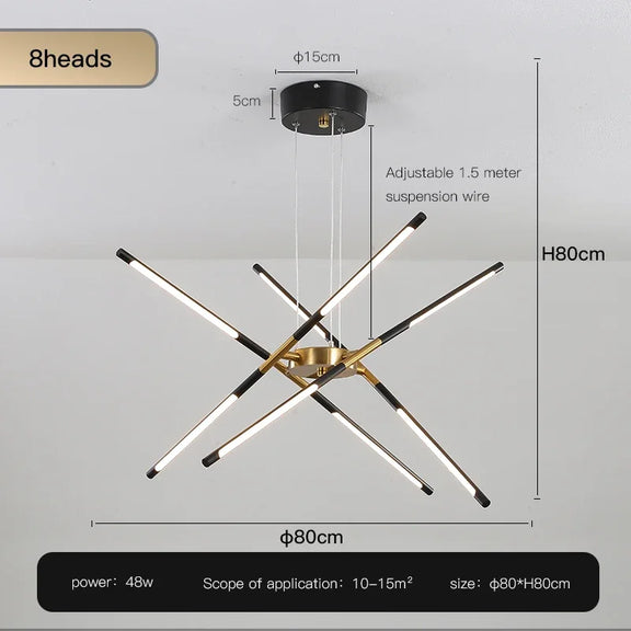 Modern loft gold starburst chandelier interior