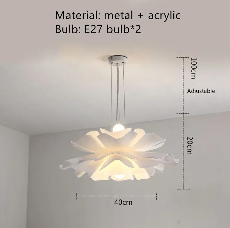 Contemporary white sculptural pendant light interior