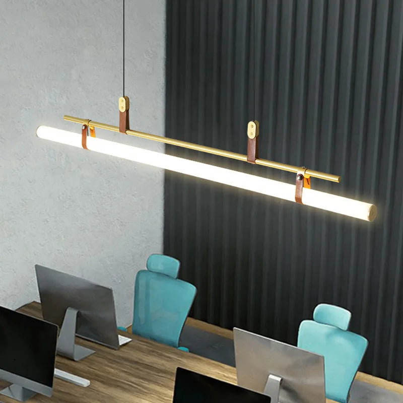Gold linear pendant light contemporary kitchen