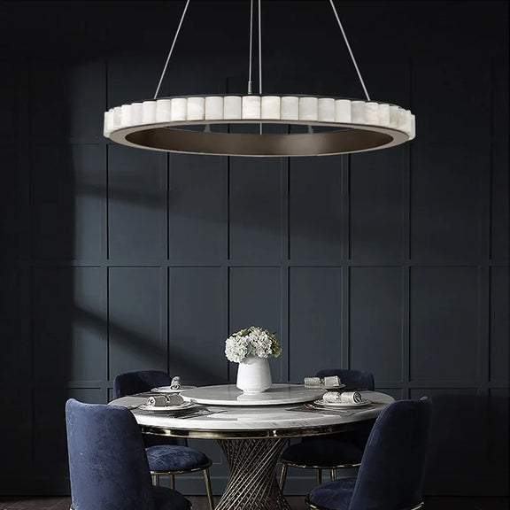 Adjustable height ring chandelier for living rooms