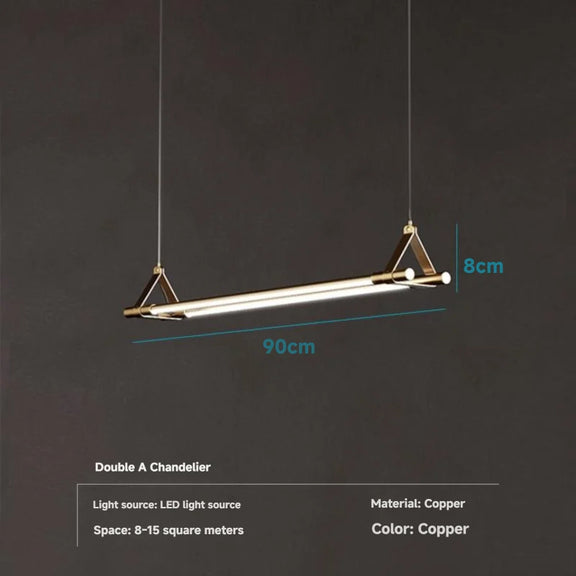 Luxury copper linear pendant modern dining room