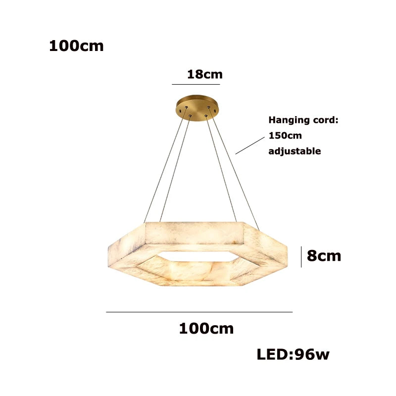 Natural alabaster-style pendant light for dining rooms