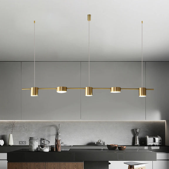 Black linear LED pendant light kitchen island