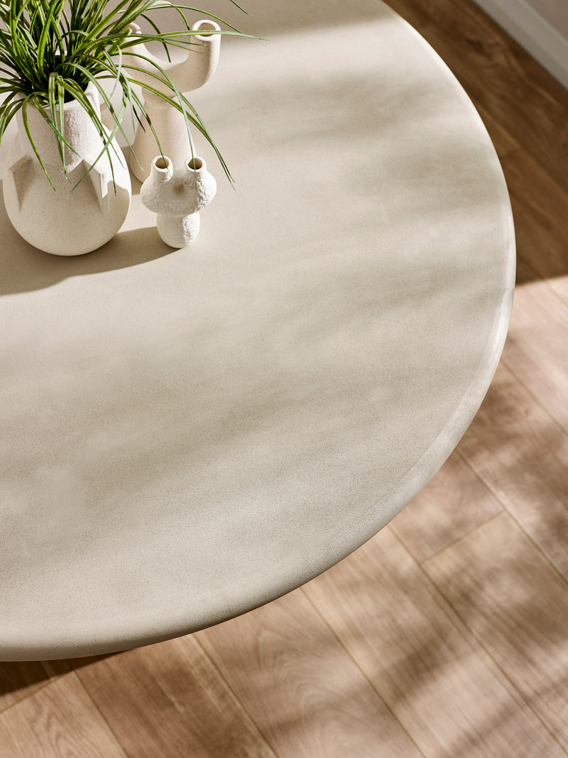 Thyra Round 4 Seater Dining Table – Grey Stone Effect – alternate view