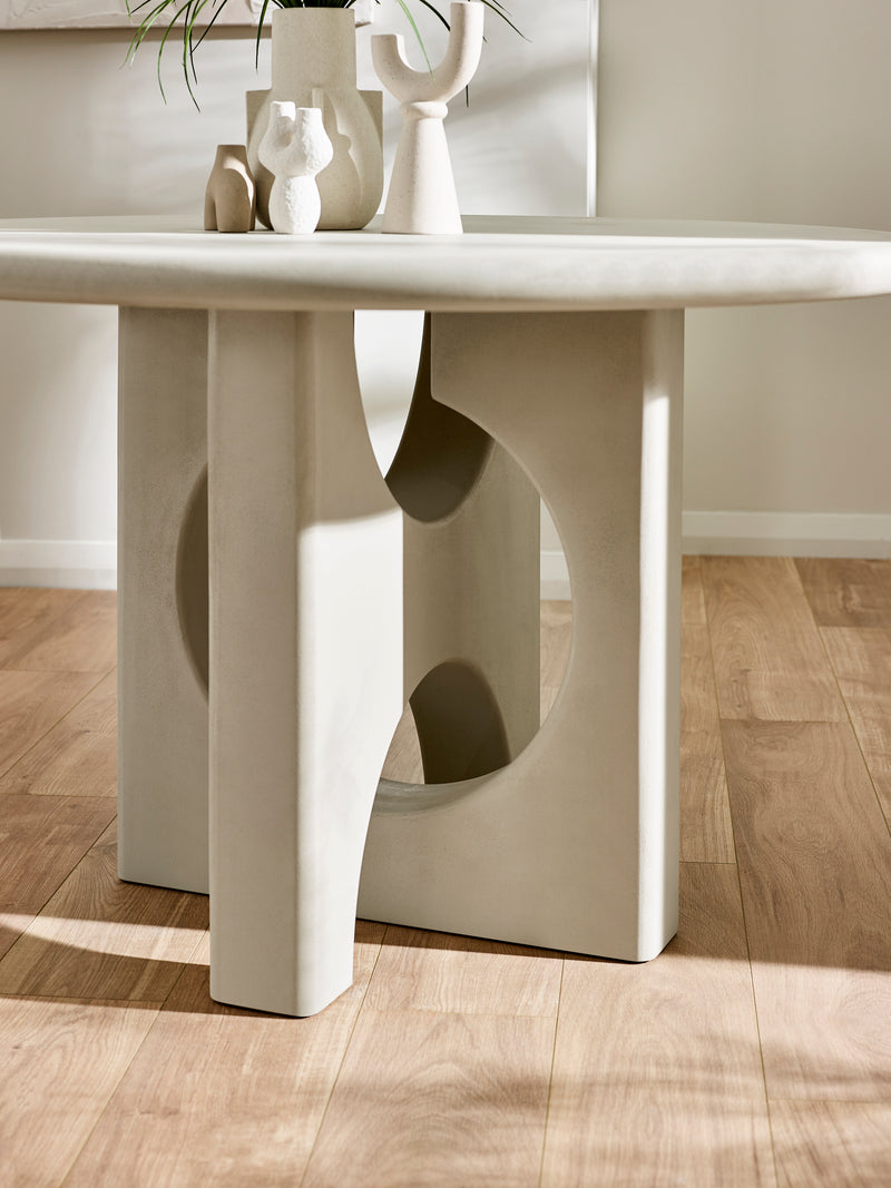 Thyra Round 4 Seater Dining Table – Grey Stone Effect – alternate view