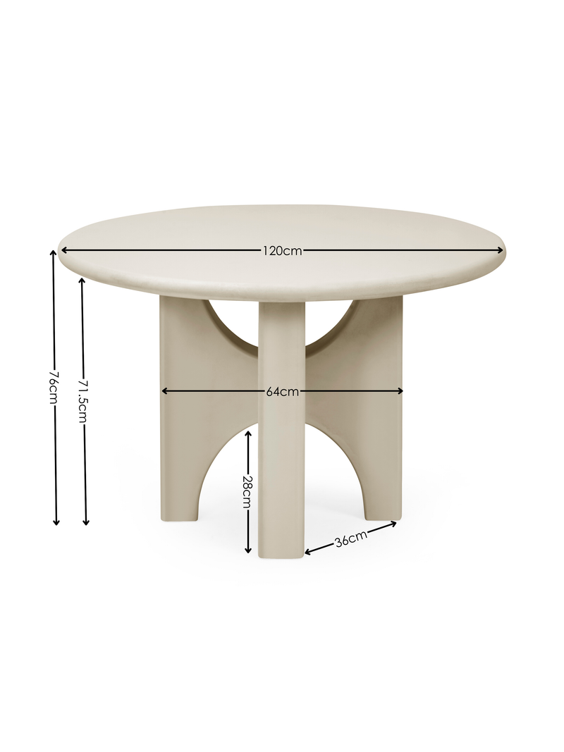 Thyra Round 4 Seater Dining Table – Grey Stone Effect – alternate view