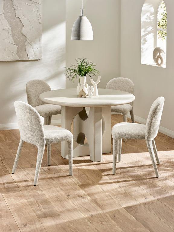 Thyra Round 4 Seater Dining Table – Grey Stone Effect – alternate view