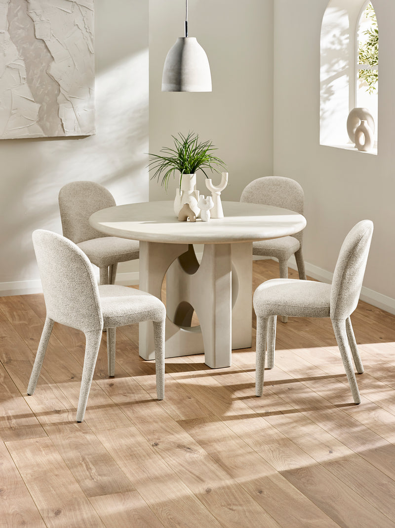 Thyra Round 4 Seater Dining Table – Grey Stone Effect – alternate view