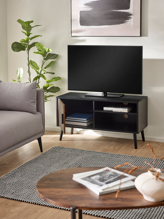 Trent Walnut and Black Small TV Stand Up to 43" – alternate view