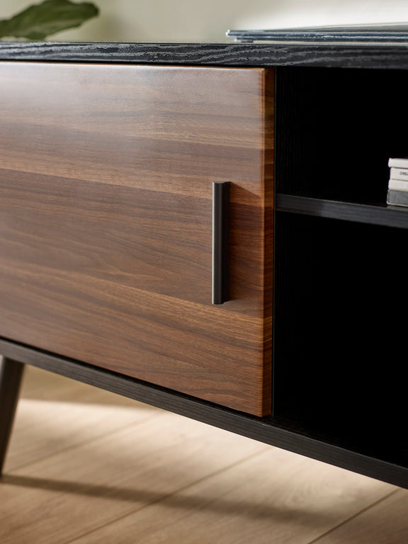 Trent Walnut and Black Small TV Stand Up to 43" – alternate view