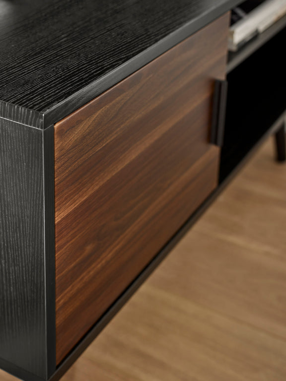Trent Walnut and Black Small TV Stand Up to 43" – alternate view