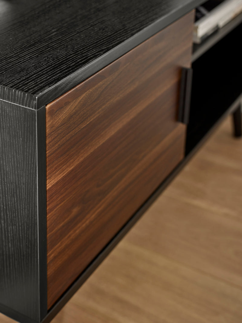 Trent Walnut and Black Small TV Stand Up to 43" – alternate view