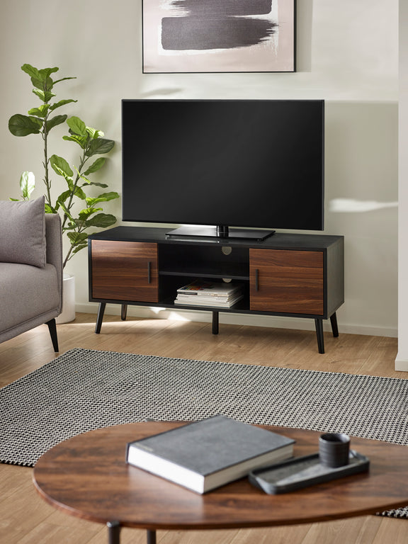 Trent Walnut and Black Large TV Stand Up to 55" – main view