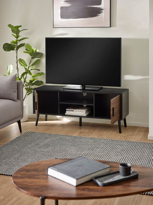 Trent Walnut and Black Large TV Stand Up to 55" – alternate view