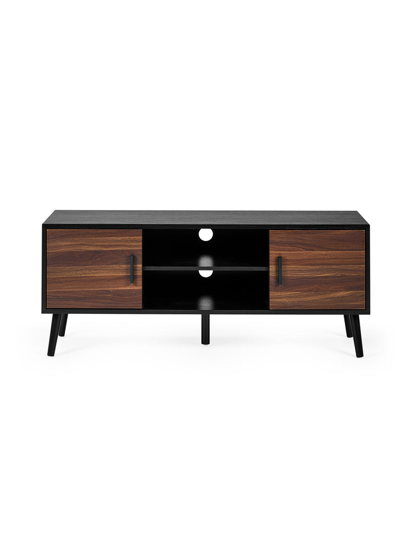 Trent Walnut and Black Large TV Stand Up to 55" – alternate view