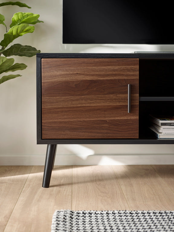 Trent Walnut and Black Large TV Stand Up to 55" – alternate view