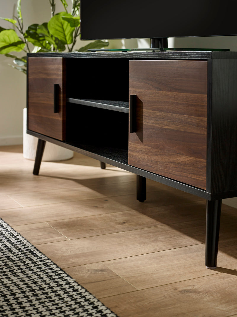 Trent Walnut and Black Large TV Stand Up to 55" – alternate view
