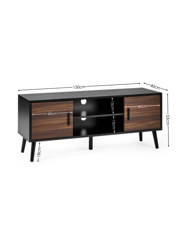 Trent Walnut and Black Large TV Stand Up to 55" – alternate view