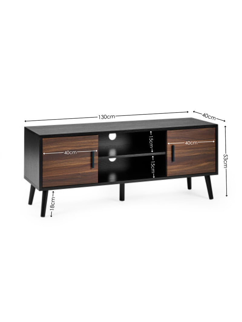 Trent Walnut and Black Large TV Stand Up to 55" – alternate view