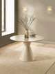 Verona 120cm Round Pedestal 4 Seater Dining Table – Cream Marble Effect – main view