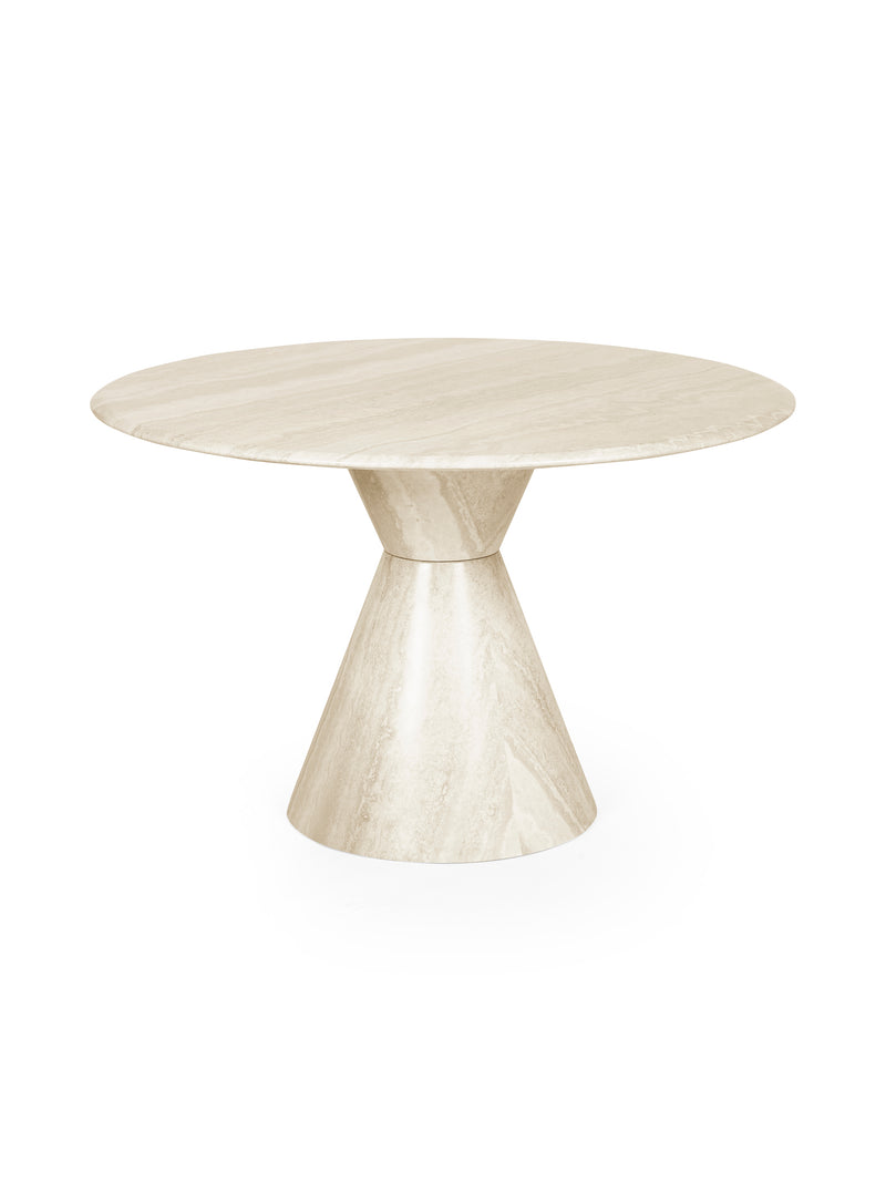 Verona 120cm Round Pedestal 4 Seater Dining Table – Cream Marble Effect – alternate view