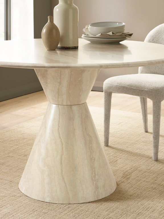 Verona 120cm Round Pedestal 4 Seater Dining Table – Cream Marble Effect – alternate view