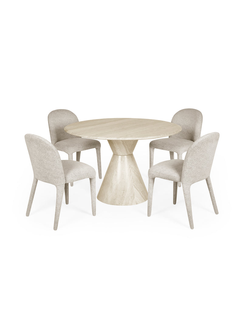 Verona 120cm Round Pedestal 4 Seater Dining Table – Cream Marble Effect – alternate view