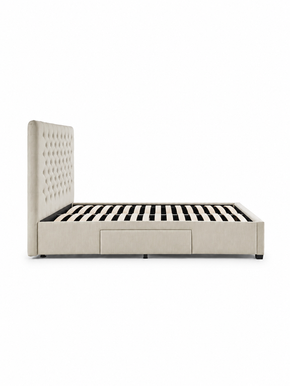 Wilton Upholstered 4 Drawer Storage Bed – Colour & Size Options – Oatmeal Linen, King – alternate view