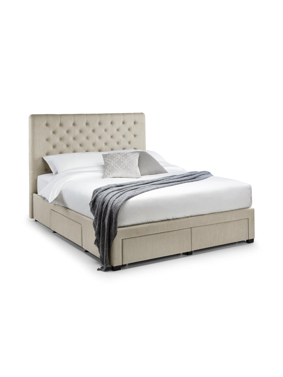 Wilton Upholstered 4 Drawer Storage Bed – Colour & Size Options – Oatmeal Linen, King – alternate view