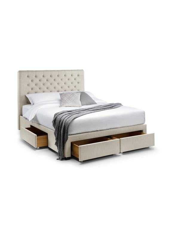 Wilton Upholstered 4 Drawer Storage Bed – Colour & Size Options – Oatmeal Linen, King – alternate view