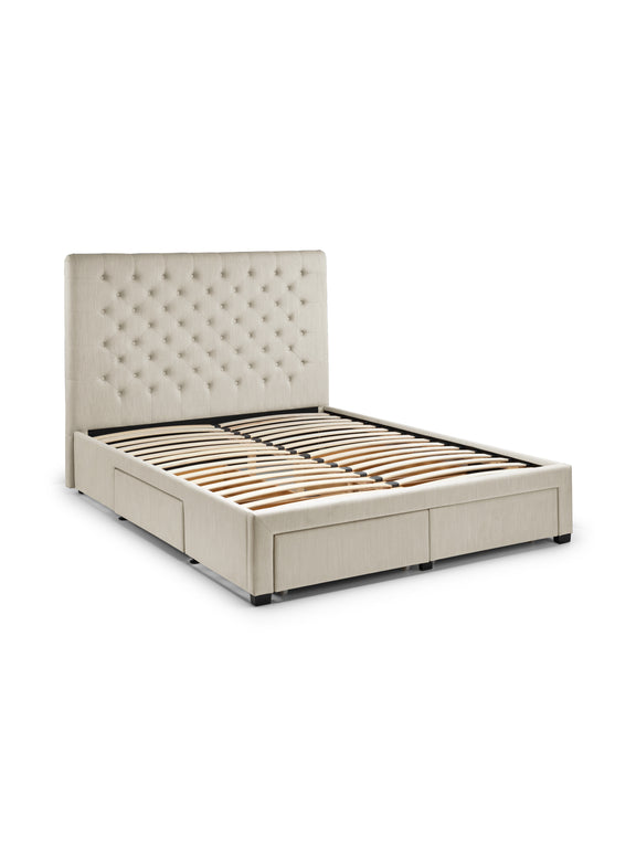 Wilton Upholstered 4 Drawer Storage Bed – Colour & Size Options – Oatmeal Linen, King – alternate view