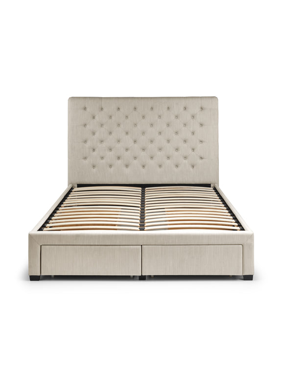 Wilton Upholstered 4 Drawer Storage Bed – Colour & Size Options – Oatmeal Linen, King – alternate view