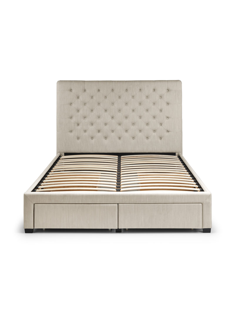Wilton Upholstered 4 Drawer Storage Bed – Colour & Size Options – Oatmeal Linen, King – alternate view