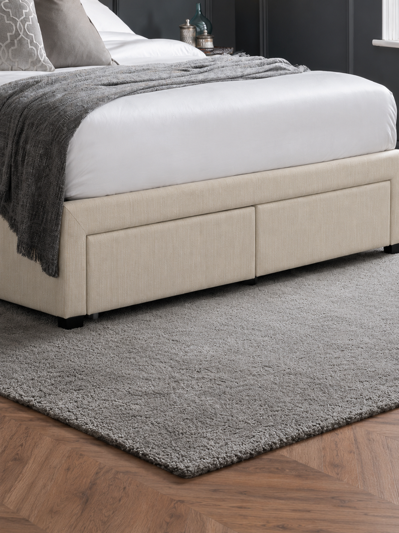 Wilton Upholstered 4 Drawer Storage Bed – Colour & Size Options – Oatmeal Linen, King – alternate view