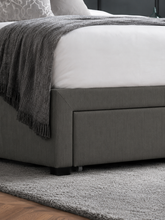Wilton Upholstered 4 Drawer Storage Bed – Colour & Size Options – Dark Grey Linen, Double – alternate view