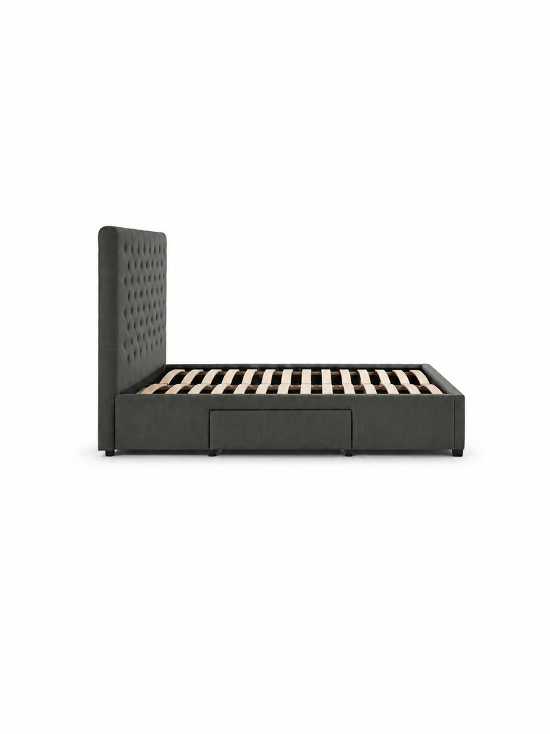 Wilton Upholstered 4 Drawer Storage Bed – Colour & Size Options – Dark Grey Linen, King – alternate view