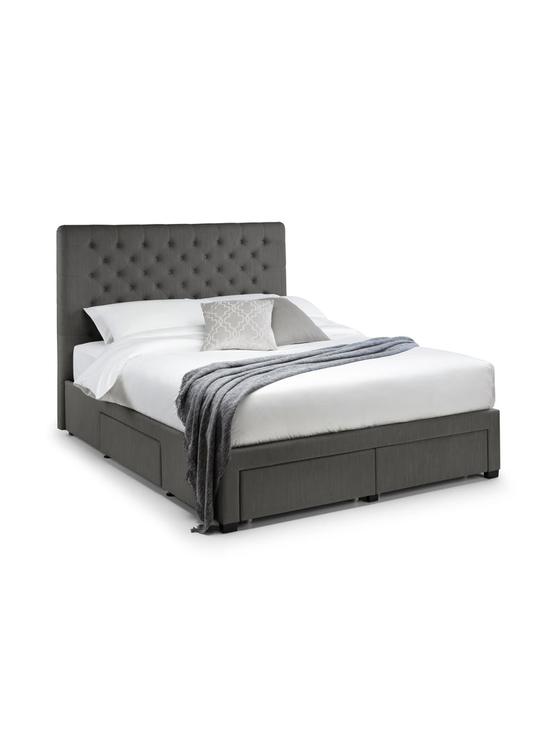 Wilton Upholstered 4 Drawer Storage Bed – Colour & Size Options – Dark Grey Linen, King – alternate view