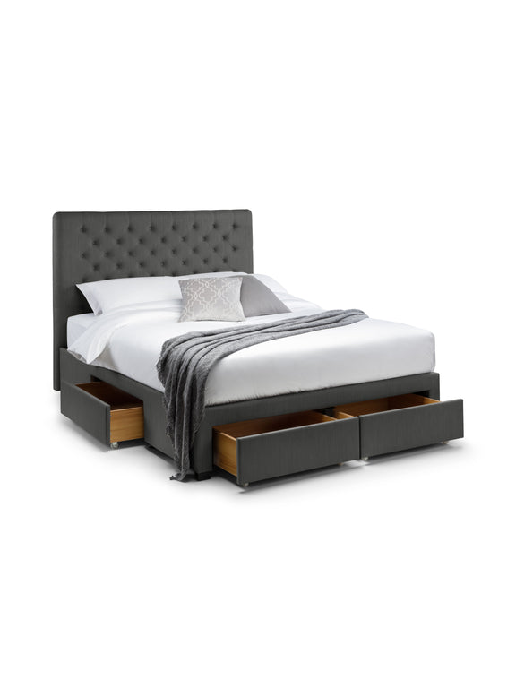 Wilton Upholstered 4 Drawer Storage Bed – Colour & Size Options – Dark Grey Linen, King – alternate view