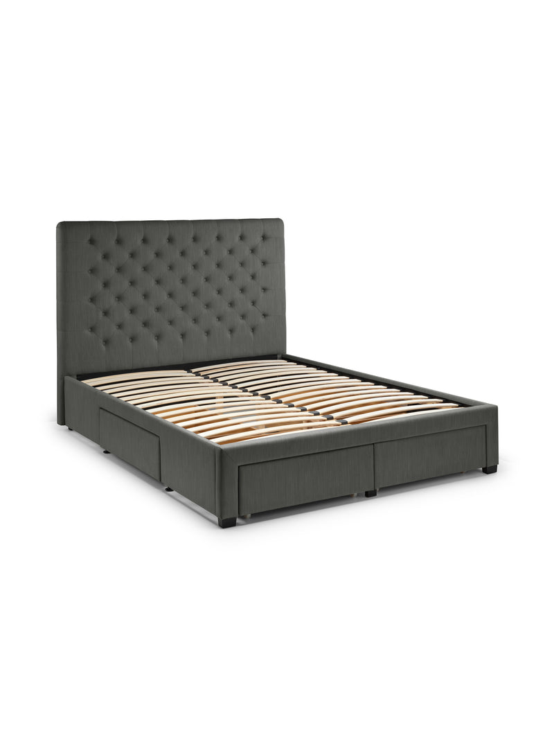 Wilton Upholstered 4 Drawer Storage Bed – Colour & Size Options – Dark Grey Linen, King – alternate view
