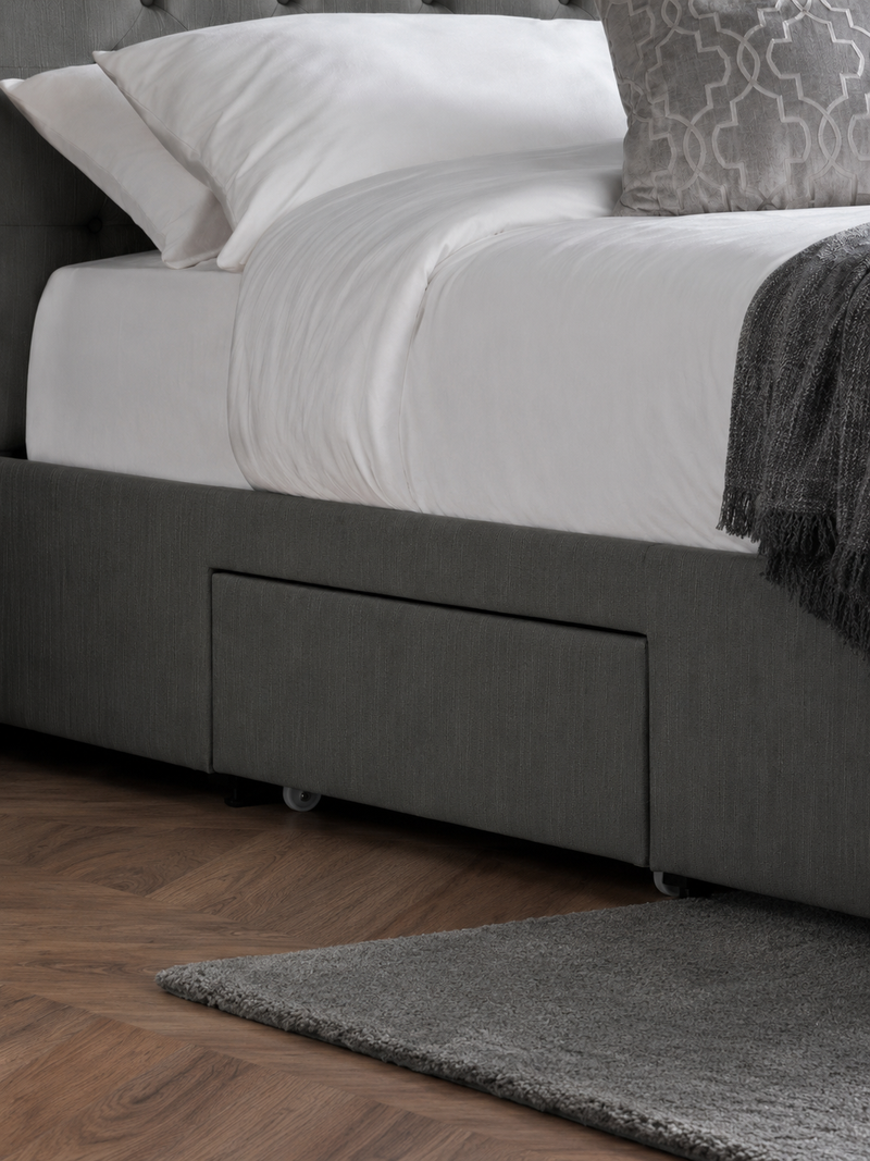 Wilton Upholstered 4 Drawer Storage Bed – Colour & Size Options – Dark Grey Linen, King – alternate view